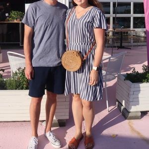 Striped blue and white dress